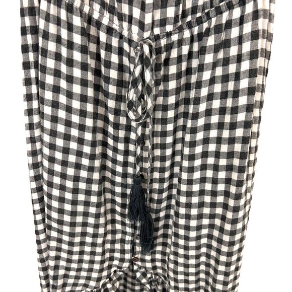 Peach Love Dress Women Small Black/White Peasant Maxi Gingham Low and High - Picture 4 of 6